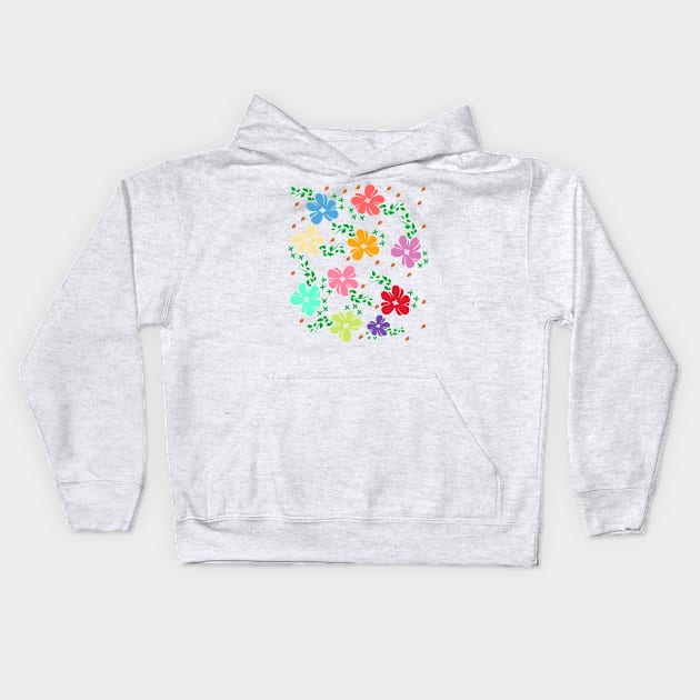 Floral Line Art Pattern Drawing Kids Hoodie by Alex